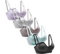Suekaphin Nursing Bra 5pack Wireless V Neck Maternity Nursing Bra Bralette Low Cut Sleeping Breastfeeding with Extenders, Sort Cc-a, Large More