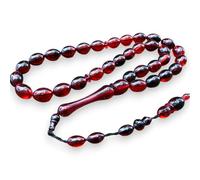 Sükrü Baba 33 Handmade Tesbih Islamic Prayer Rosary Faturan Misbaha Kaliningrad Amber Prayerbeads Bakalite Tasbeeh Tasbih Sistemli Ottoman Turkish Kehribar Amber Dark Red