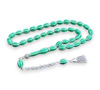 Sükrü Baba 33 Handmade Tesbih Islamic Prayer Rosary Faturan Misbaha Prayer Beads Tasbeeh Tasbih Turkish Metal Green Peker
