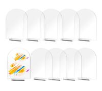 SUEOUX 10 Pcs Clear Arch Acrylic Sign Blank Arched Round Top Acrylic Sheet, Transparent Acrylic Table Numbers Cards Signs with acrylic holder Base, Reusable Wedding Sign for Decoration, Party