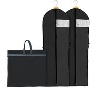 SUEOUX 2 Pcs Long Dress Covers Garment Storage Bags, Full Length Travel Covers 180 * 60cm Wedding Long Clothes Covers with zip,Suit Carrier Foldable Washable Suit Bags for Storage and Travel (Black)
