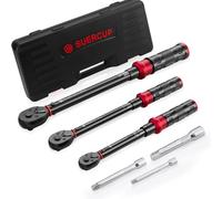 SUERCUP 1/4 3/8 1/2-inch Drive Torque Wrench - 3Pcs Torque Wrench Set 20-240in.lb, 5-45ft.lb, 10-170ft.lb, Dual-Direction Adjustable 72 Tooth Click Torque Wrench for Bicycle, Moto and Car Maintenance