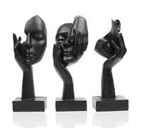 Suerhatcon 3 Piece Abstract Face Statues for Home Decor, Thinker Figurines Modern Sculpture for Home Office Book Shelf Coffee Table Decoration