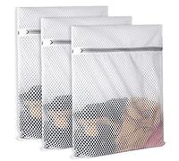SUERIV 3Pcs Durable Honeycomb Mesh Laundry Bags for Delicates 125gsm Net Fabric Durable and Reusable Delicate Wash Bag,Organization Bag for Lingerie,Sock,12 x 16 Inches(3 Medium)