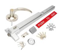 suermany Commercial Door Push Bar Panic Exit Device with Exterior Lever with Alarm, 27.5” Stainless Steel Panic Bars for Exit Doors, Panic Bar Emergency Door Hardware for Wood Metal Doors