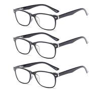 Suertree 3 Pack 90% Anti-Blue Computer Reading Glasses, Blue Light Filter Eye Glasses Blocking UV Computer Glasses Visual Aided Glasses Female Male Reading Glasses Black 0.0 T80