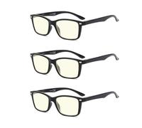 Suertree 3 Pack 90% Anti-Blue Computer Reading Glasses, Blue Light Filter Eye Glasses Blocking UV Computer Glasses Visual Aided Glasses Female Male Reading Glasses Black 2.5 T80