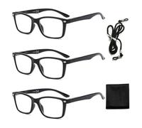 Suertree 3 Pack Reading Glasses with Glasses Rope Glasses Cloth Spring Hinge Computer Glasses Square Presbyopic Reader Glasses Aided Eyelasses Unisex 3.5 BM151