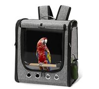 Suertree Bird Carrier Bag Bird Travel Cage with Stand, Lightweight Backpack for Parrot, Portable Bird Travel Bag, Pet Transparent Breathable Travel Cage (X-Large)