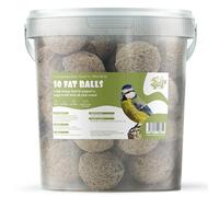 Suet Shop - 50 Suet Fat Balls, 4kg Tub - Enriched with Human Grade Beef Tallow - High Energy Bird Food with Essential Oils & Protein - All-Season Fat Balls for Wild Birds - Manufactured In The UK