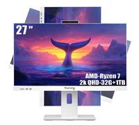 suevery 27Inch(2560×1440) All-in-One Office Desktop Computer | 27" 2K QHD Business All in One PC | Ryzen 7 5700G 8Core Up to 4.6G |32GB RAM | NVMe 1TB SSD | Wi Fi 6, Mouse and Keyboard Included Home