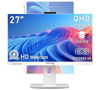 suevery Prebuilt Desktop Computer 27" All-in-One 32G RAM 1TB SSD | Intel Core I5 13400F Up To 4.6G RTX 3050 6G 27Inch 2K All in One Gaming PC Bundle Pro AIO Home Office Business Webcam W11P