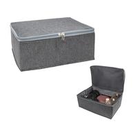 Sueving 1pc Fabric Storage Box with Lid, Collapsible Wardrobe Organiser Boxes, Small Fabric Storage Box with Zip for Small Items, Underwear, Wardrobe Clothes (Unlocked)