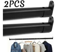 Sueving 2Pcs Heavy Duty 42 To 70Cm Extendable Wardrobe Rail Wall Mounted, Oval Adjustable Clothes Hanging Rail With U Shaped Brackets