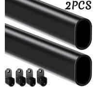 Sueving 2Pcs Oval Closet Rod, Closet Rods For Hanging Clothes, Adjustable Closet Rod Expandable 42 To 70 Cm, Wardrobe Closet Organizer