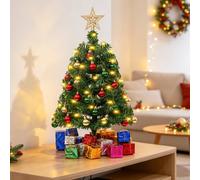 Sueving 45Cm Mini Christmas Tree With Lights Green Tiny Small Christmas Tree Artificial Tabletop Xmas Decor Little Holiday Decoration