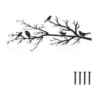 Sueving Metal Birds Wall Art, Black Birds Silhouette Wall Decor, 3D Vivid Bird on a Branch Hanging Ornaments for Living Room Bedroom Garden (Black)