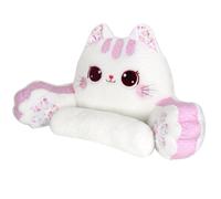 Suewidfay Reading Pillow for Bed, 80×50cm Extra Large 2 In 1 Back Support Cushion for Armchair Sofa Chair, Cuddle Cushion Backrest Rest Pillow with Neck Arm Back Support for Adult Kids (Pink White)