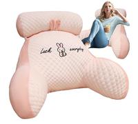 Suewidfay Reading Pillow for Bed Adult, 70×50×25cm Extra Large 2 In 1 Reading Pillow with Neck Arm Back Support, Cuddle Cushion Backrest Rest Pillow (Pink, XL)