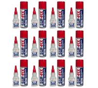 SUF-FIX 12x Mitre Adhesive Super Glue Spray and Gel Two-Unit Kit | 50g Adhesive 200ml Activator Spray Instant Gluing Fast Adhesive Kit for Wood Glass Plastic Leather Metals (Clear, Pack of 12)