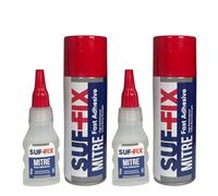 SUF-FIX 2x Mitre Adhesive Spray and Gel Two-Unit Kit | 50g Adhesive 200ml Activator Spray Instant Gluing | Fast Adhesives Kit for Wood, Glass, Plastic, Leather, Metals