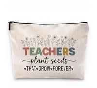 Sufamb Boho Teacher Floral Makeup Bag, Teacher Appreciation Gifts Cosmetic Bags, Best Teachers Gifts, Teachers Plant Seeds That Grow Forever Flower Portable Small Toiletry Bag Zipper Makeup Pouch
