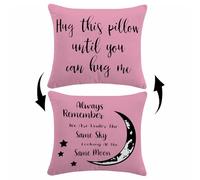 Sufamb Hug This Pillow Until You Can Hug Me Reversible Decor Throw Pillow Case Decor for Home Bedroom, 20'' x 20'' Pink Pillow case,Gift Wife,Husband,Wedding Anniversary,Long Distance Relationship