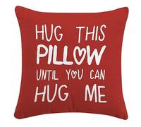 Sufamb Hug This Pillow Until You Can Hug Me Throw Pillow Covers Deco, 18'' x 18'' Pillow case, Boyfriend Girlfriend Birthday Gifts，Long Distance Relationships Gifts， Valentine's Day Gifts (red)