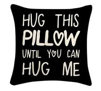 Sufamb Hug This Pillow Until You Can Hug Me Throw Pillow Covers Decor, 18'' x 18'' Pillow case, Boyfriend Girlfriend Birthday Gifts,Long Distance Relationships Gifts, Valentine's Day Gifts(Black)