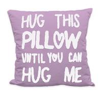 Sufamb Hug This Pillow Until You Can Hug Me Throw Pillow Covers Decor for Bedroom,18''x18''Pillow case,Boyfriend Girlfriend Birthday Gifts，Long Distance Relationships Gifts（Violet ）