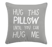 Sufamb Hug This Pillow Until You Can Hug Me Throw Pillow Covers Decor for Home Bedroom, 18'' x 18'' Pillow case, Boyfriend Girlfriend Birthday Gifts，Long Distance Relationships Gifts(Gray)(18x18in)