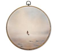 Sufamb Jesus Christian Round Wall Art Decor, Jesus Leaves the 99 Sheep Canvas Artwork Framed, Religious Bible Verse Wall Hanging Prints Decorations for Home Bedroom Church Decor, 10x10 Inches