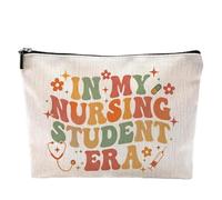 Sufamb Nursing Student Gifts Makeup Bag, Retro Groovy in My Nursing Student Era Cosmetic Bags, Nurse W ifts, Nurse Graduation Gift Portable Small Toiletry Bag Zipper Makeup Pouch