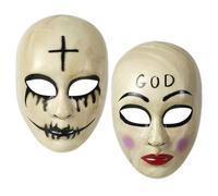 SUFANG Pack of 2 Halloween Masks Horror, The Purge Anarchy God Mask and Cross Killer Mask, Purge Mask, for Adults, Halloween, Carnival Costumes, Cosplay, Masquerade, Clown Party