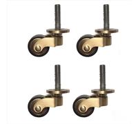 SUFAPRE Antique Solid Brass Castor with 25mm Wheel, Movable Caster Wheels, 360° Swivel Casters, Vintage Casters for Furniture, Rubberized Wheels for Sofas, Tables, 4 Pack (Screw Bar Type)