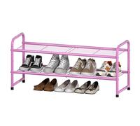SUFAUY 2 Tier 33" Wide Shoe Rack, Closet Metal Wire, Stackable, Pink
