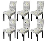Sufdari Chair Covers 6 Grey Stretch Dining Chair Covers, Spandex seat Covers for Dining Chairs,Elastic Washable Chair Protectors for Dining Room,Hotel,Restaurant,Banquet (6, Grey)