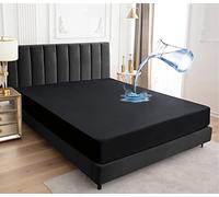 Sufdari Waterproof Mattress Protector King,150x200cm Mattress Cover for Bed,30cm Deep Pocket Fitted Sheet Style Mattress Protector with Elastic Rubber Band-Black
