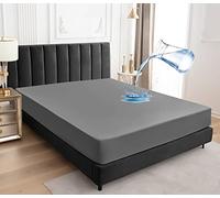 Sufdari Waterproof Mattress Protector King,150x200cm Mattress Cover for Bed,30cm Deep Pocket Fitted Sheet Style Mattress Protector with Elastic Rubber Band-Grey
