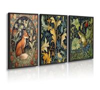 Sufeasdf William Morris Wall Art Poster Gothic Animal Fox Frog Large Unframed Canvas Prints Wall Art for Living Room Dark Academia Pictures Moody Botanical Bathroom Wall Decor 16"x24"X3PCS