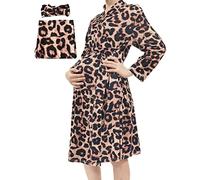 SUFEINI Maternity Robe and Matching Baby Swaddle Blanket Set, Mommy Robe with Receiving Blanket Girls Boys Sleepwear, A13-brown, Large