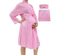SUFEINI Maternity Robe and Matching Baby Swaddle Blanket Set, Mommy Robe with Receiving Blanket Girls Boys Sleepwear, A16-pink, XXL