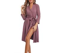 SUFEINI Maternity Robe with Matching Swaddle Blanket Set, Maternity Mommy Bathrobe Postpartum Robe Labor Gown, Aosa F07, X-Large