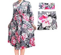 SUFEINI Maternity Robes and Matching Swaddle Blanket Set, Women Mommy Postpartum Robe Hospital Labor and Delivery Gown, A09-grey, Medium