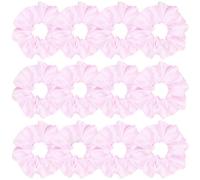 Sufermoe 12 Pcs Satin Silk Hair Scrunchies, 4.5 Inch, Pale Pink, Soft Hair Ties, Fashion Hair Bands, Ponytail Holders for Women and Girls