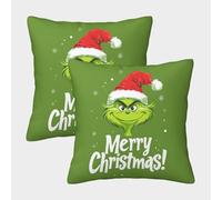 SUFFERBOW 3D Printed Grinch Square Pillowcases Christmas Legend Pillow Case Cushion Garden Cushion Super Soft Pack of 2 Home Decor for Sofa Bedroom 45x45cm