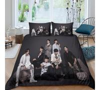 SUFFERBOW BTS 3D Print Bangtan Comforter Covers Quilt Cover Duvet Cover for Teens And Adults Soft Microfiber Bedding Set with Pillow Cases with Zipper Closure 3 Pieces Double(200x200cm)