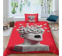 SUFFERBOW Exploding Head Comforter Covers for Teens And Adults Duvet Cover 3D Print Mind Blown Quilt Cover Soft Microfiber with Pillow Cases Bedding Set with Zipper Closure 3 Pieces Single(135x200cm)