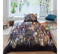 SUFFERBOW Game of Thrones Quilt Cover Comforter Covers for Boys Girls 3D Print Seven Kingdoms Duvet Cover Bedding Set with Pillow Cases Soft Microfiber with Zipper Closure 2 Pieces Single（135x200cm）