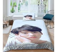 SUFFERBOW Jeon Jung-kook for Teens And Adults 3D Print BTS Comforter Covers Duvet Cover Quilt Cover with Pillow Cases with Zipper Closure Bedding Set Soft Microfiber 2 Pieces Single(135x200cm)